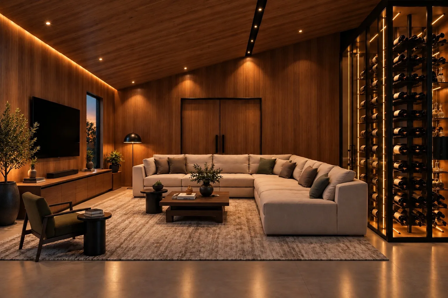 Kitchen and dining room opening onto the landscape.